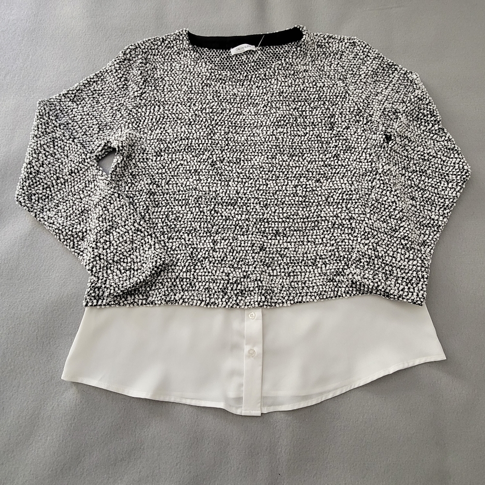 KALVIN KLEIN GREY  STRETCHABLE BLOUSE/SHIRT/SWEATER TOP Size L